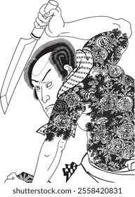 The ukiyo-e "Early Modern Suikoden 'Entama Kozou Oni ​​Keisuke Bando Kamezo'" by Toyokuni Utagawa III (Utagawa Kunisada) is one of the works in the "Early Modern Suikoden" series, which is based on th