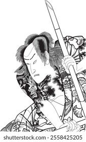 The ukiyo-e Early Modern Suikoden Sasagawa Higezo and Nakamura Fukusuke'' by Toyokuni Utagawa III (Utagawa Kunisada) is one of the Early Modern Suikoden'' series based on the Chinese story Suikoden,''
