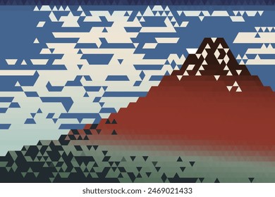 Ukiyoe Find Wind, Clear Morning Katsushika Hokusai Mosaic Vector Illustration