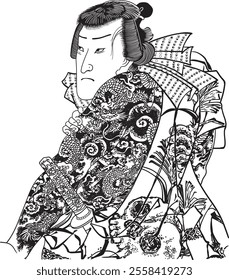 The ukiyo-e "Fuyoko Danshiden Nozarashi Gosuke" by Toyokuni Utagawa III (Utagawa Kunisada) is one of the "Fuyoko Danshiden" series that depicts the ideal male image, emphasizing the story and individu