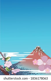 Ukiyo-e New Year's card of Mt. Fuji