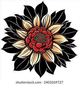 Ukiyo-e style detailed flowers, bohemian and ethnic design, high quality EPS file.