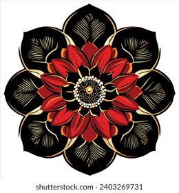 Ukiyo-e style detailed flowers, bohemian and ethnic design, high quality EPS file.