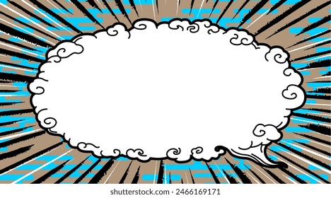 Ukiyo-e touch speech bubble pop background concentrated lines