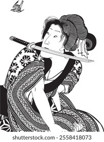 The ukiyo-e "Toyokuni Manga Pictures Kikugoro Onoe Kijin Omatsu" by Toyokuni Utagawa III (Kunisada Utagawa) is an actor's picture based on the role "Kijin Omatsu" played by Kabuki actor Kikugoro Onoue