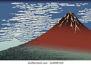 Ukiyoe,Hokusai Katsushika,Thirty-six Views of Mt. Fuji,Red Fuji