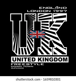 uk,london city typography graphic t shirt print vector illustration design