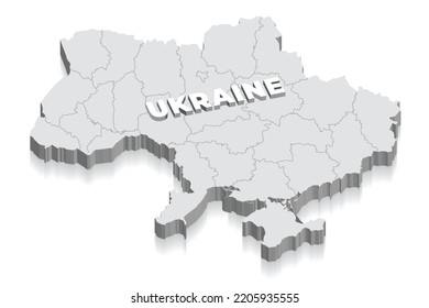 Mapa 3d de Ucrania con regiones sabias
