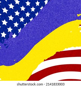 ukraine and american flag abstract background