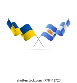 Ukraine and Argentina flags crossed. Vector illustration.