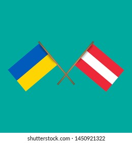 Ukraine and Austria crossed flags.Language learning or travel concept. flat design.