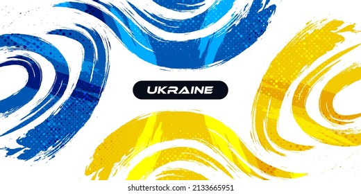 Ukraine Hintergrund mit Brush-Stil und Halftone-Effekt. Ukrainische Flagge mit Grunge und Brush-Konzept