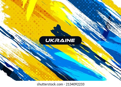Ukraine Background with Brush Style and Halftone Effect. Ukraine Flag with Grunge and Brush Concept Isolated on White Background