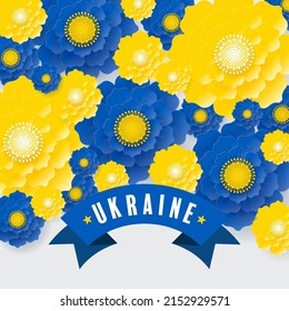 ukraine background with flowers in flat design.