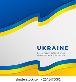 Ukraine background with ribbon flag