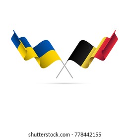 Ukraine and Belgium flags crossed. Vector illustration.