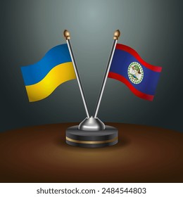Die Ukraine und Belize Flagge zusammen. Kleine Tabellenflagge mit Farbverlaufhintergrund