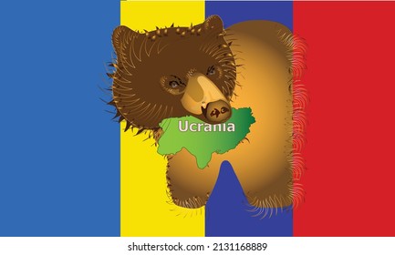 Ukraine Bite by a Bear, this image is about the political situation in Ukraine