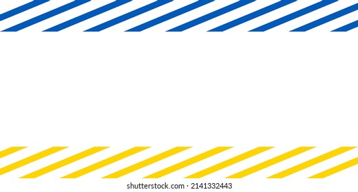 Ukraine blue and yellow diagonal simple line striped background template with empty blank white space. Peace nation sign banner.