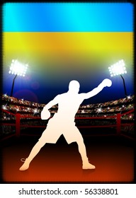 Ukraine Boxing on Stadium Background Original Illustration