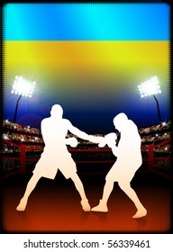 Ukraine Boxing on Stadium Background Original Illustration