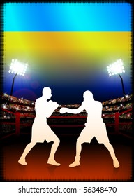 Ukraine Boxing on Stadium Background Original Illustration