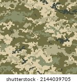 Ukraine camouflage MM 14. Pixel seamless pattern. Military texture. Abstract army or hunting masking ornament. Vector design illustration.