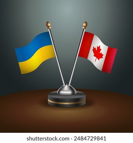 Bandera de Ucrania y Canadá juntas. Pequeño indicador de tabla con fondo degradado de color
