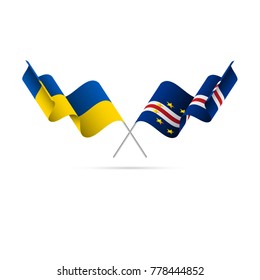 Ukraine and Cape Verde flags crossed. Vector illustration.