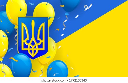 Ukraine Celebration Background vector illustration. National symbol of Ukraine with balloons