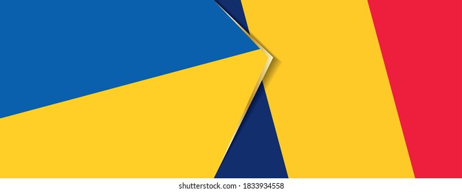 Ukraine and Chad flags, two vector flags symbol of relationship or confrontation.