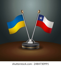 Bandera de Ucrania y Chile juntas. Pequeño indicador de tabla con fondo degradado de color