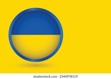 Ukraine circle button flag with copy space , Ukraine country flag button