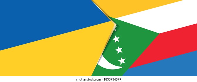 Ukraine and Comoros flags, two vector flags symbol of relationship or confrontation.