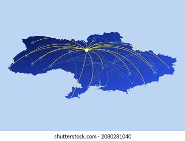 Ukraine concept map, illustration of Ukraine for internet or innovation or technology. File is suitable for digital editing and prints of all sizes.