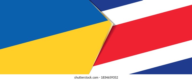 Ukraine and Costa Rica flags, two vector flags symbol of relationship or confrontation.