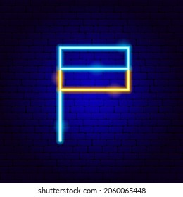 Ukraine Country Flag Neon Sign. Vector Illustration of National Promotion.