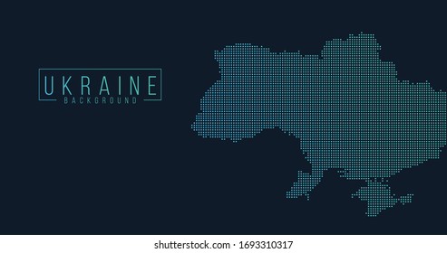 Ukraine country map backgraund made from abstract halftone dot pattern. Vector illustration isolated on background