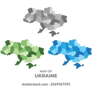 Ukraine country map in different colors