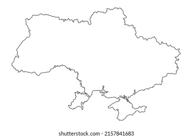 Ukraine country map. European countries. Ukraine territory borders with Crimea. Doodle drawing outline sketch.