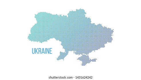 Ukraine country map made from abstract halftone square dot pattern, Vector illustration isolated on white background