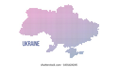 Ukraine country map made from abstract halftone square dot pattern, Vector illustration isolated on white background