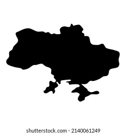 Ukraine country map streamlined black silhouette on white background, delineation ukraine territory for design card banners vector illustration