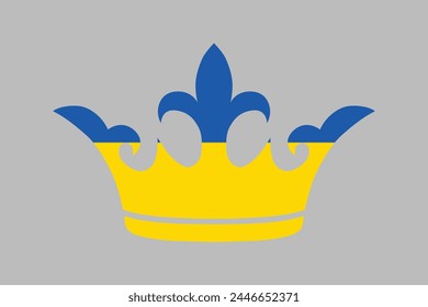 Ukraine crown shape with Ukraine flag, National symbol, Flag Ukraine vector, The color of the original, Crisis in Ukraine concept
