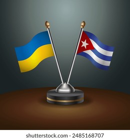 Bandera de Ucrania y Cuba juntas. Pequeño indicador de tabla con fondo degradado de color