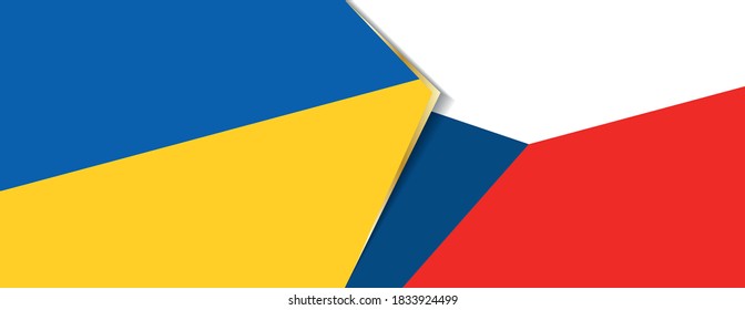 Banderas de Ucrania y la República Checa, dos banderas vectoriales símbolo de relación o enfrentamiento.