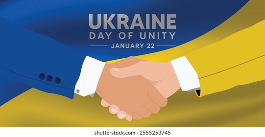 Ukraine Day of Unity 22 January hand shake vector poster