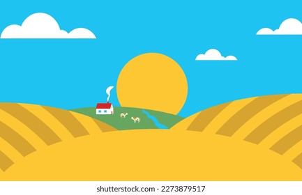 Ukraine design. milk. cows. wheat fields. farm