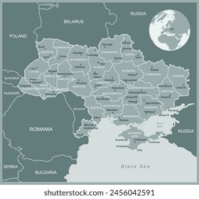 Ukraine - detailed map with administrative divisions country. Vector illustration