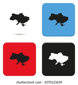 Ukraine detailed map flat vector icon.